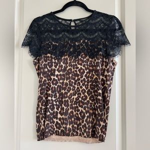 Leopard Print Top with Lace Detail from Ann Taylor